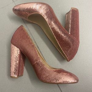 Betsy Johnson Rose Gold Sequin High Heels